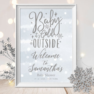 Baby It's Cold Outside ベビーシャワーのウェルカムサイン ポスター