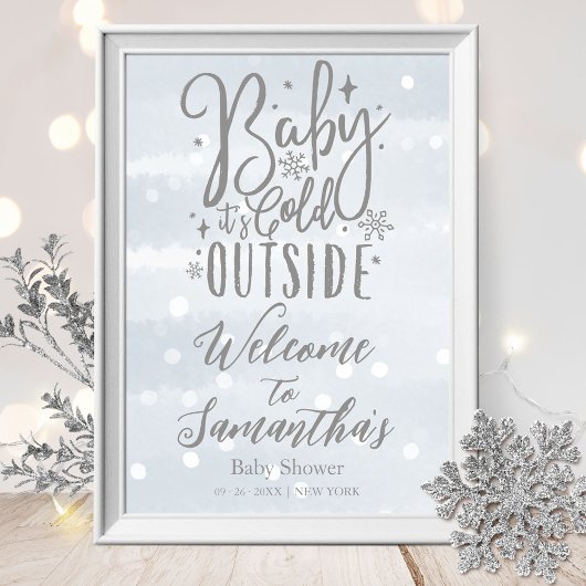 Baby It's Cold Outside ベビーシャワーのウェルカムサイン ポスター