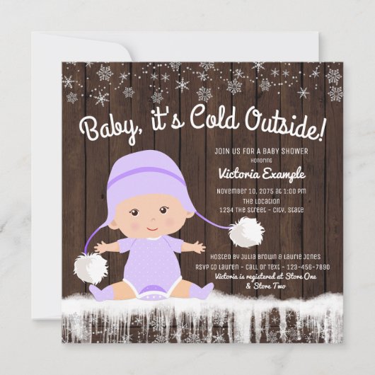 Baby its Cold Outside ベビーシャワーの招待状 招待状 (正面)