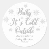 Baby It's Cold Outside ベビーシャワーパーティーのお礼 ラウンドシール (正面)
