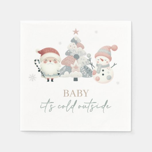 Baby Its Cold Outside ベビーシャワー スタンダードカクテルナプキン (正面)