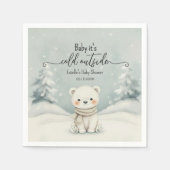 『Baby, It's Cold Outside』ポーラーベアのベビーシャワー スタンダードカクテルナプキン (正面)