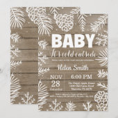 『Baby it's Cold Outside』ラスティック冬のベイビーシャワー 招待状 (正面/裏面)