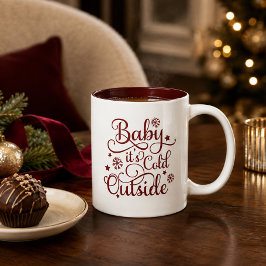 Baby+Its+Cold+Outside ワインレッドのツートーン ツートーンマグカップ