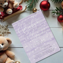 Baby It's Cold Outside 冬のむらさき色のベビーシャワー 箔招待状