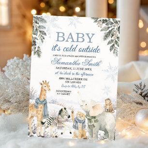 Baby It's Cold Outside 冬のサファリベビーシャワー 招待状