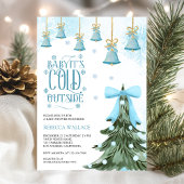 Baby It's Cold Outside 冬のブルーリボン ベビーシャワー 招待状