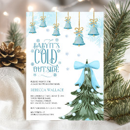 Baby It's Cold Outside 冬のブルーリボン ベビーシャワー 招待状