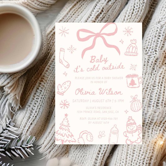 Baby It's Cold Outside 冬のベビーシャワーパーティー 招待状