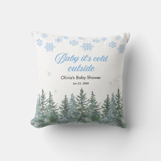 Baby It's Cold Outside 冬のベビーシャワー クッション (正面)