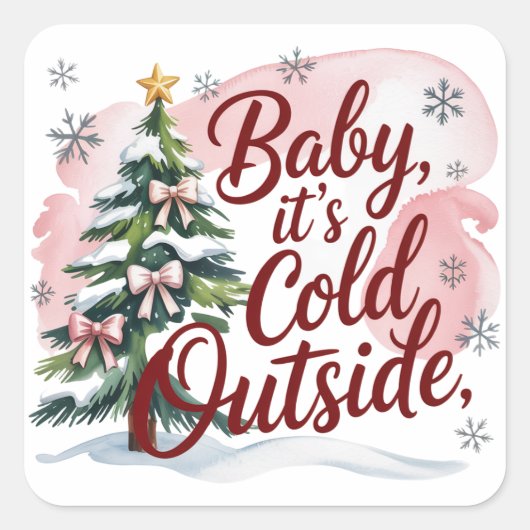 Baby, It's Cold Outside 冬のベビーシャワー スクエアシール (正面)