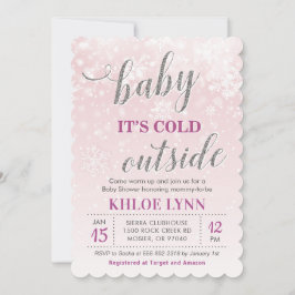 Baby+Its+Cold+Outside 冬のベビーシャワー ピンクの女の子 招待状