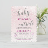 Baby+Its+Cold+Outside 冬のベビーシャワー ピンクの女の子 招待状 (スタンド正面)