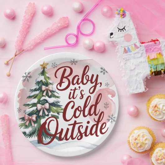 Baby, It's Cold Outside 冬のベビーシャワー ペーパープレート (パーティー)