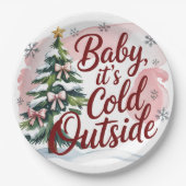 Baby, It's Cold Outside 冬のベビーシャワー ペーパープレート (正面)