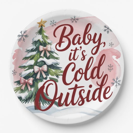Baby, It's Cold Outside 冬のベビーシャワー ペーパープレート (正面)
