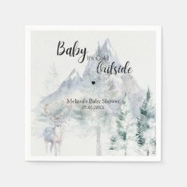 Baby Its Cold Outside 冬のモミの木 ベビーシャワー スタンダードカクテルナプキン