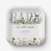 Baby It's Cold Outside 冬の動物ベビーシャワー ペーパープレート (正面)