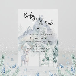 Baby Its Cold Outside 冬の常緑樹 赤ちゃんのシャワー 招待状