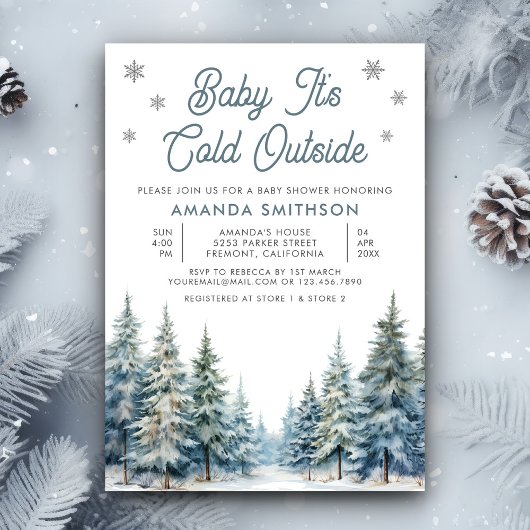 Baby It's Cold Outside 冬の森の赤ちゃんお披露目会 招待状