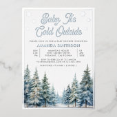 Baby It's Cold Outside 冬の森の赤ちゃんお披露目会 箔招待状 (正面)