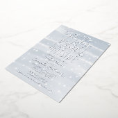 Baby It's Cold Outside 冬の男の子のベビーシャワー 箔招待状 (回転した状態)