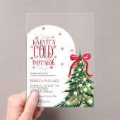 Baby It's Cold Outside 冬の赤いリボン ベビーシャワー アクリル招待状 (インサイチュ (ポータブル))
