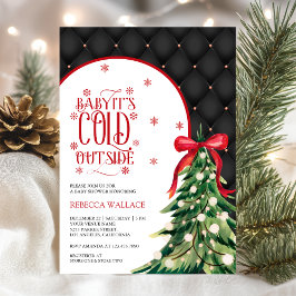 Baby It's Cold Outside 冬の赤いリボン ベビーシャワー 招待状