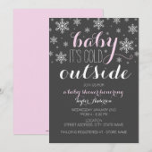 Baby it's Cold Outside - 女の子のベビーシャワー招待状 招待状 (正面/裏面)