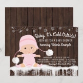 Baby it's Cold Outside 女の子ベビーシャワー招待状 招待状 (正面/裏面)