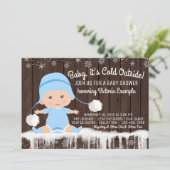 Baby its Cold Outside 男の赤ちゃんのシャワーパーティーの招待状 招待状 (スタンド正面)