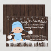 Baby its Cold Outside 男の赤ちゃんのシャワーパーティーの招待状 招待状 (正面/裏面)