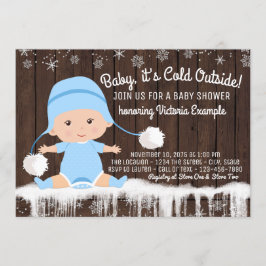 Baby its Cold Outside 男の赤ちゃんのシャワーパーティーの招待状 招待状