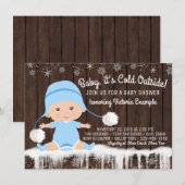 Baby its Cold Outside 男の赤ちゃんのシャワーパーティーの招待状 招待状 (正面/裏面)