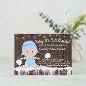 Baby its Cold Outside 男の赤ちゃんのシャワーパーティーの招待状 招待状 (スタンド正面)