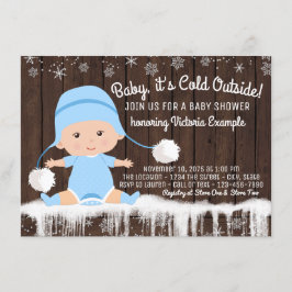 Baby its Cold Outside 男の赤ちゃんのシャワーパーティーの招待状 招待状