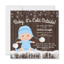 Baby its Cold Outside 男の赤ちゃんのシャワーパーティーの招待状
