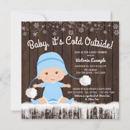 Baby its Cold Outside 男の赤ちゃんのシャワーパーティーの招待状 招待状
