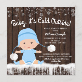 Baby its Cold Outside 男の赤ちゃんのシャワーパーティーの招待状 招待状