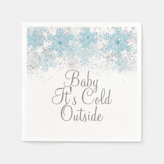Baby It's Cold Outside 雪の結晶 ナプキン スタンダードカクテルナプキン (正面)