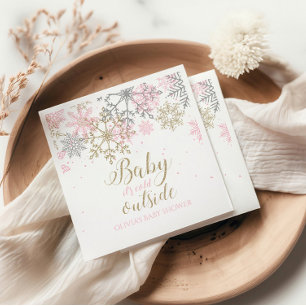 Baby It's Cold Outside 雪の結晶 ベビーシャワー スタンダードランチョンナプキン