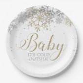 Baby It's Cold Outside 雪の結晶 ベビーシャワー ペーパープレート (正面)