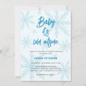 Baby It's Cold Outside 雪の結晶 男の子 ベビーシャワー 招待状 (正面)