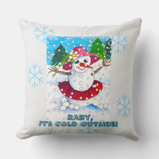 Baby it's Cold Outside 20" Throw Pillow クッション