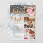 『Baby It's Cold Outside』3枚の写真を使った 誕生のお知らせカード シーズンカード (正面/裏面)