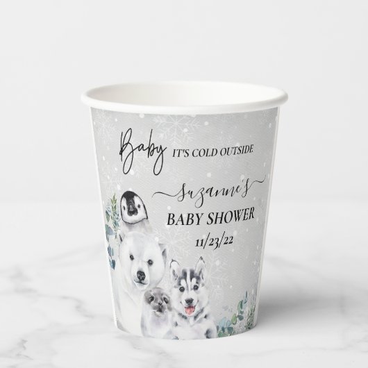 Baby It's Cold Outside Arctic Animal Shower Winter 紙コップ (裏面)