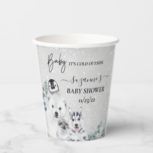 Baby It's Cold Outside Arctic Animal Shower Winter 紙コップ (正面)