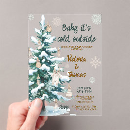 Baby It's Cold Outside Baby Shower アクリル招待状