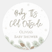 Baby It's Cold Outside Baby Shower ラウンドシール (正面)