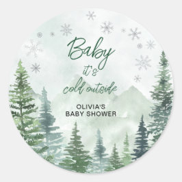Baby it's Cold Outside Baby Shower ラウンドシール